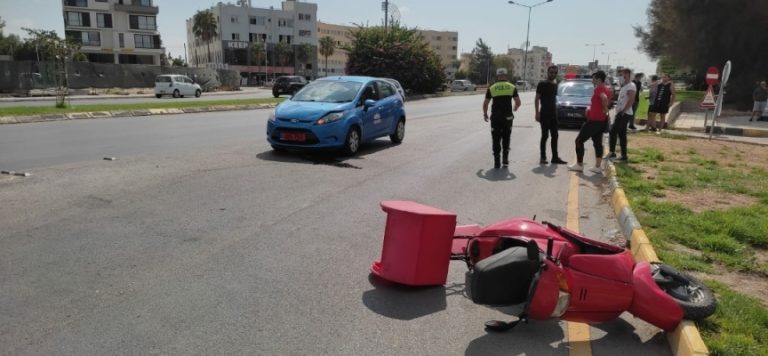 Gönyeli’de korkutan kaza… Motosiklet sürücüsü ağır yaralandı
