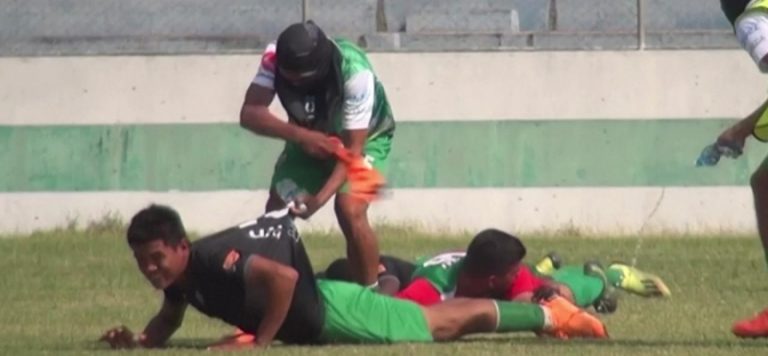 Sahayı arılar bastı, futbolcular ne yapacağını şaşırdı