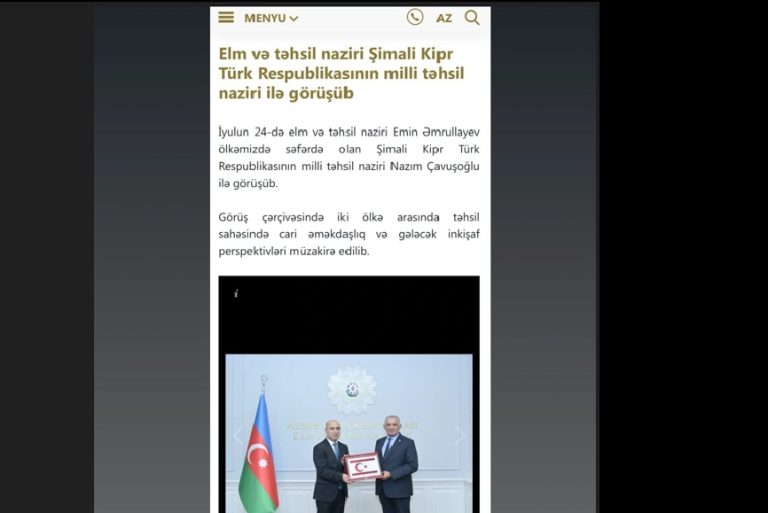 Bakan Çavuşoğlu’nun temasları Azerbaycan Eğitim Bakanlığı’nın resmi sitesinde yer aldı